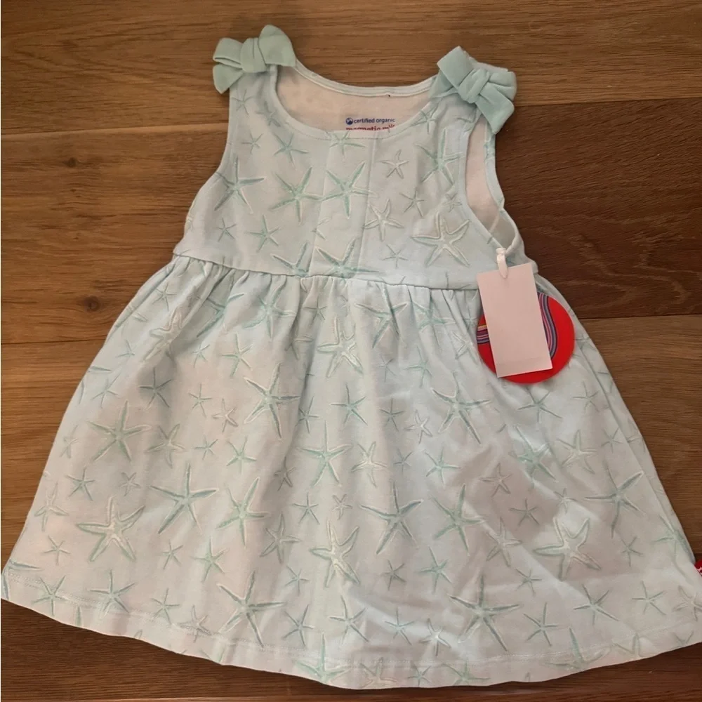 NWT MAGNETIC ME STARFISH ORGANIC COTTON DRESS WI BOW Sz 2T